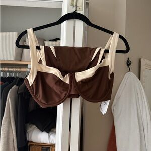 Abercrombie & Fitch Brown and Cream Underwire Bikini Top